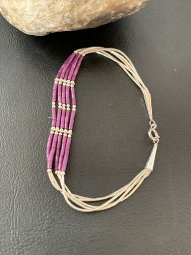Navajo Purple Sugilite Heishi Bracelet | Sterling Silver | 8" | Authentic Native American Handmade | 2175