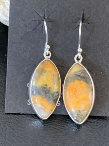 Native American Women's Navajo Bumblebee Jasper Earrings Set | Sterling Silver | 1565