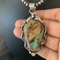 Men's Navajo Green Boulder Turquoise Pendant Necklace | Sterling Silver | Authentic Native American Handmade | 13660