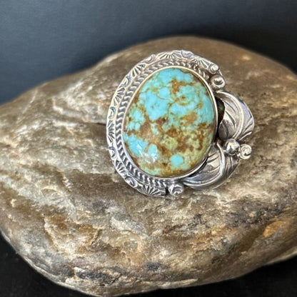 Navajo Blue Turquoise #8 Rings | Sterling Silver | Sz 10 | Authentic Native American Handmade | 14290