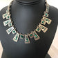 Navajo Old Pawn Sterling Silver Necklace Bracelet Set | Chip Inlay Turquoise | Authentic Native American Jewelry | 11857