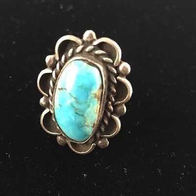 Vintage Navajo Southwestern Turquoise Ring | Handmade Sterling Silver Sz 8.5 | Native American | 3441
