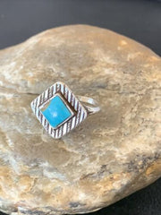 Navajo Blue Turquoise Ring | Sterling Silver | Sz 6.5 | Authentic Native American Handmade | 10776
