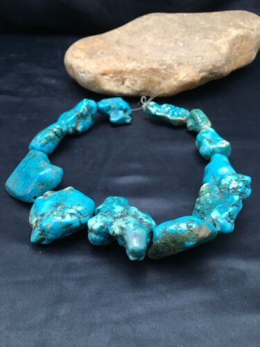 Native American Blue Turquoise Nugget Bead Strand | Free Form | 3152 - Masha USA