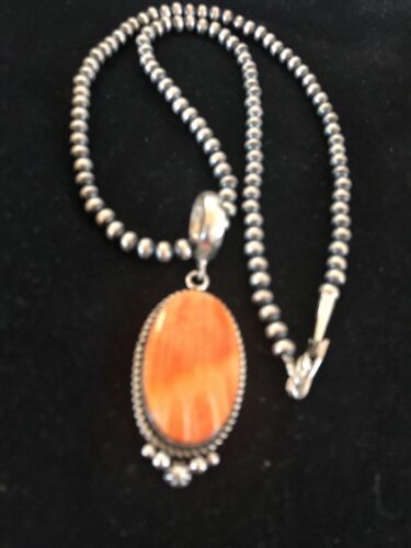 Spiny Oyster Pendant Necklace | Navajo Sterling Silver | Authentic Native American - Masha USA