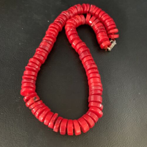 Women's Navajo | Bamboo Coral Strand Necklace | Sterling Silver | 18" | Authentic Native American Handmade | 13519