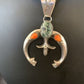 Navajo Pearl Necklace with Green Turquoise & Spiny Oyster Naja Pendant | Sterling Silver | Authentic Native American Handmade | 11701