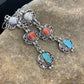 Navajo Spiny, Turquoise & Howlite Dangle Earrings | Sterling Silver | Authentic Native American Handmade | 1614