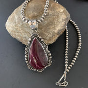 Navajo Purple Spiny Oyster Pendant Necklace | Sterling Silver | Authentic Native American Handmade | 11308