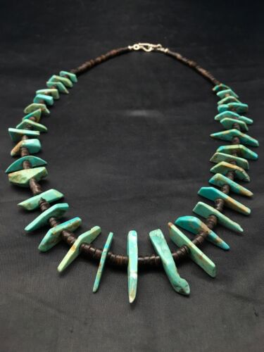 Navajo Green Turquoise & Bone Bead Necklace | Sterling Silver | 20" | Authentic Native American Handmade | 4360