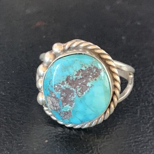 Navajo Blue Kingman Turquoise Ring | Sterling Silver | Sz 9 | Authentic Native American Handmade | 13529