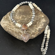 Navajo Pearls Wild Horse Turquoise Necklace Pendant | Sterling Silver | Authentic Native American Handmade | 14374