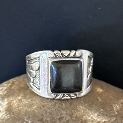 Native American Men's Navajo Black Onyx Ring | Sterling Silver | Sz 12.5 | 14445
