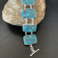 Navajo Blue Mojave Turquoise Link Bracelet | Sterling Silver | 8" | Authentic Native American Handmade | 11629