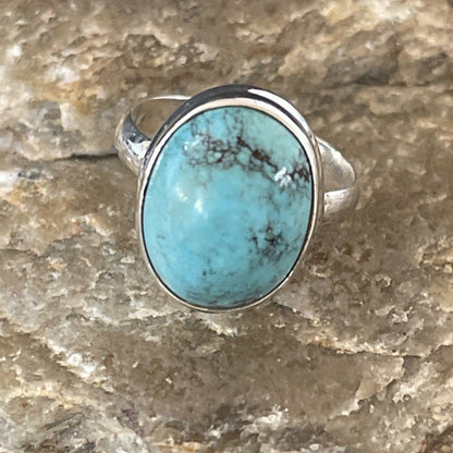 Navajo Spiderweb Blue Turquoise Ring | Sterling Silver | Sz 6.5 | Authentic Native American Handmade | 11445