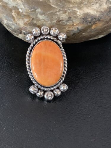 Native American Orange Spiny Oyster Navajo Ring | Sterling Silver | Sz 9 | 13280