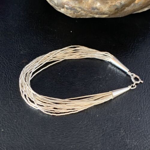 Native American Women's Liquid Silver Heishi Bracelet | 15 Strand | Sterling Silver | 8" | 13613