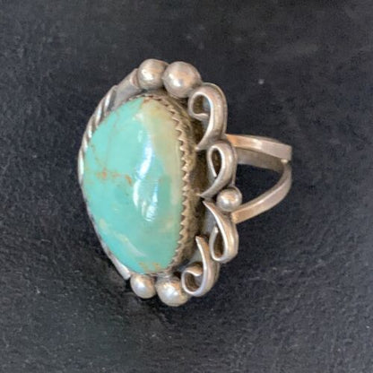 Men's Navajo Green Royston Turquoise Ring | Sterling Silver | Sz 12.5 | Authentic Native American Handmade | 13858