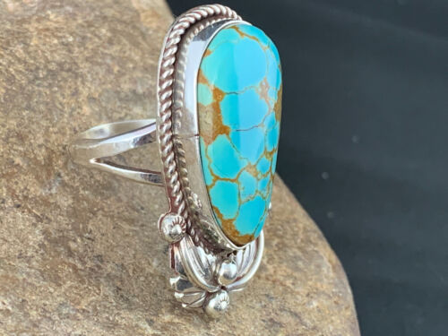 Native American Navajo Spiderweb Turquoise Ring | Sterling Silver | Sz 9 | 285