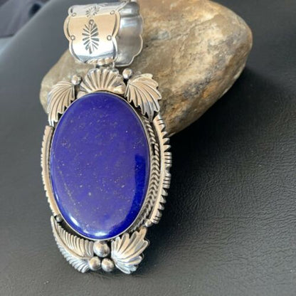 Native American Men's Blue Lapis Pendant Necklace | Sterling Silver | 11851