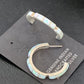Navajo White Opal Inlay Hoop Earrings | Sterling Silver | 1" | Authentic Native American Handmade | 12128