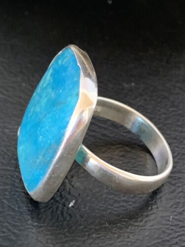 Men's Navajo Blue Kingman Turquoise Ring | Sterling Silver | Adjustable | Sz 7.5 | 10483