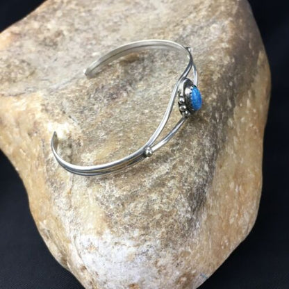 Native American Indian Blue Opal Bracelet | Sterling Silver | Handmade | 10175 - Masha USA