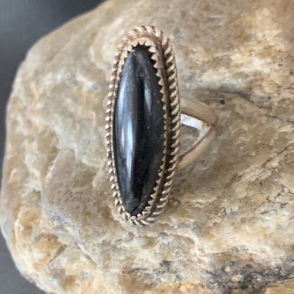 Navajo Black Onyx Ring | Sterling Silver | Sz 6 | Authentic Native American Handmade | 11954