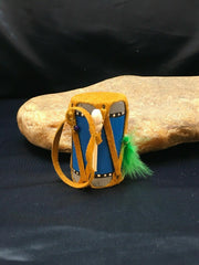 Handmade Miniature Leather Drum Car Charm | 2" Mirror Dangler | Authentic Native American | 8926