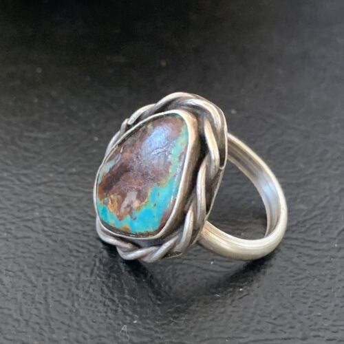 Navajo Blue Turquoise Ring | Sterling Silver | Sz 5 | Authentic Native American Handmade | 10361