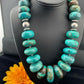 Navajo Pearl Sterling Silver Necklace | Graduated Blue Chunky Turquoise | Authentic Native American | 24" | 1743