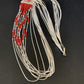 Red Coral Heishi Necklace | 10 Strand Liquid Silver | Sterling Silver Tubes | 26" | 13060