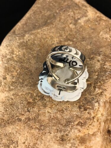 Navajo Spiderweb Turquoise Sterling Silver Men's Ring | Sz 11 Signed | Southwestern Native American | 3463