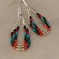 Handmade Liquid Silver Heishi Dangle Earrings | Turquoise Coral | Sterling Silver | 2" | 2001