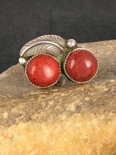 Navajo Apple Coral Sponge Ring | Sterling Silver Multi-Stone | Sz 9.25 | Native American Handmade |  8857