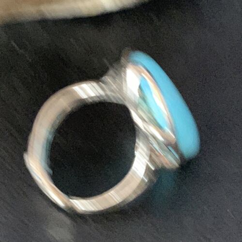Navajo Blue Kingman Turquoise Ring | Sterling Silver Adjustable Wire | Sz 8 | 13543