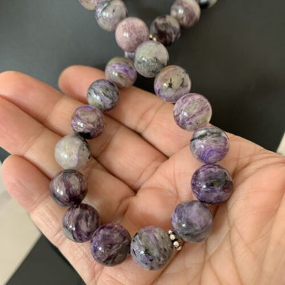 Navajo Charoite Necklace | Sterling Silver | 20" | Authentic Native American Handmade | 01491