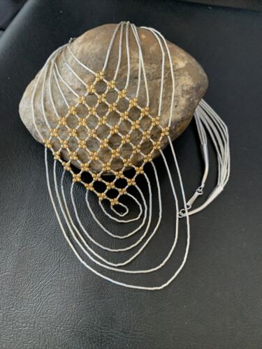 Gold Filled Liquid Silver Heishi Necklace | 7 Strand Sterling Silver Tube | 18" | 12632