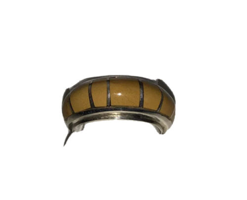 Navajo Women's Yellow Gold Turquoise Inlay Ring | Sterling Silver | Sz 6.5 | 01813