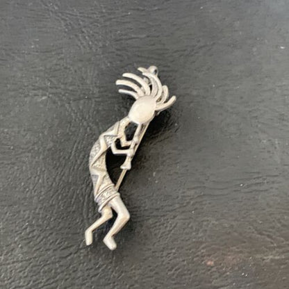 Native American Navajo Kokopelli Pin Pendant | Sterling Silver | Authentic Handmade | 12277