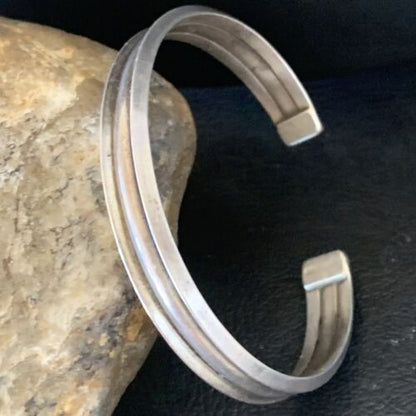 Navajo Stamped Cuff Bracelet | Sterling Silver | Authentic Native American Handmade | 1604 - Masha USA