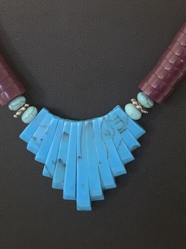 Santo Domingo Sugilite Turquoise Pendant Necklace | Sterling Silver | Authentic Native American Handmade | 22" | 612