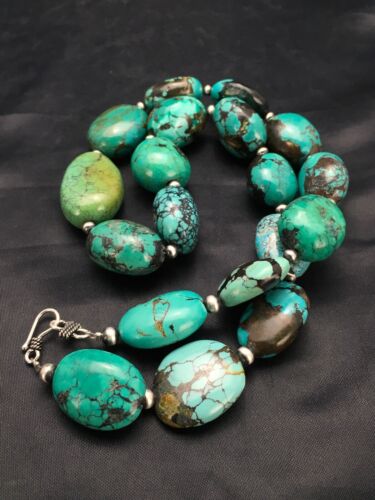Navajo Chunky Turquoise Necklace | Sterling Silver | 20" | Authentic Native American Handmade | 2963