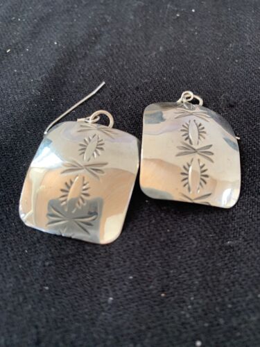 Native American Navajo Sterling Silver Stamped Earrings | Authentic Handmade | 4835