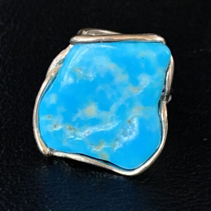 Navajo Blue Kingman Turquoise Ring | Sterling Silver Adjustable Wire | Sz 8 | 13540