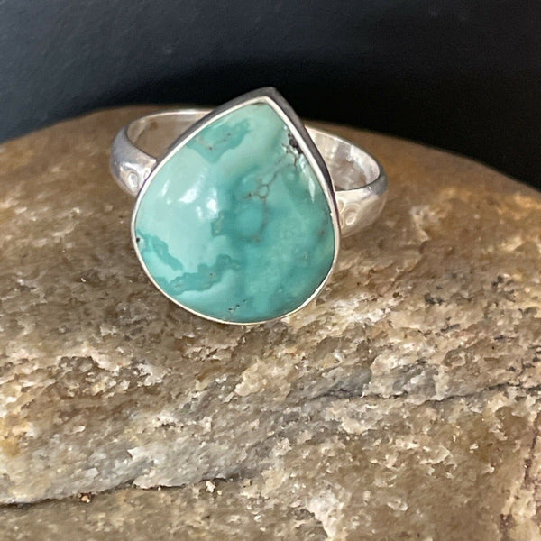 Navajo Sterling Silver Natural Blue Turquoise Ring | Sz 9 | Authentic Native American Handmade | 11436