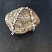 Native American Navajo White Opal Link Bracelet | Sterling Silver | Authentic Handmade | 14648