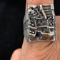 Native American Pueblo Cast Sterling Silver Ring | Sz 14 | 13482