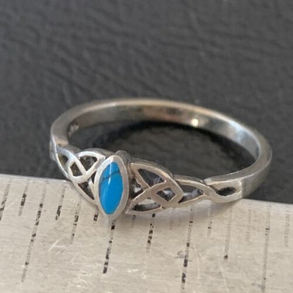 Southwestern Old Pawn Navajo Blue Turquoise Ring | Sterling Silver | Sz 7 | 10876