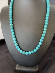Navajo Blue Turquoise Necklace | Sterling Silver | 8mm | 18" | Authentic Native American Handmade | 10680